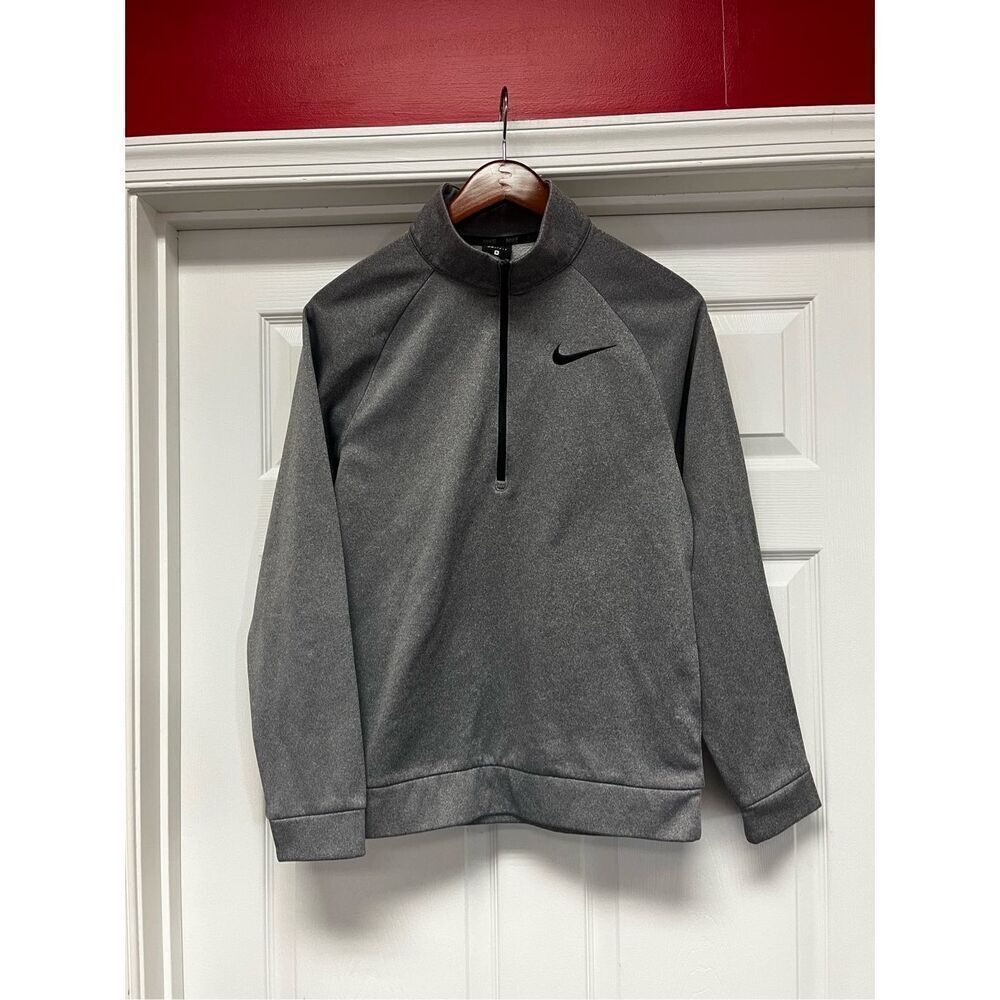 Nike Dri-Fit Gray Black Swoosh Quarter Zip sz S EUC